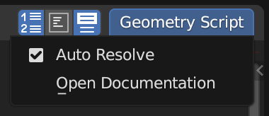 A screenshot of the Geometry Script menu with Auto Resolve checked