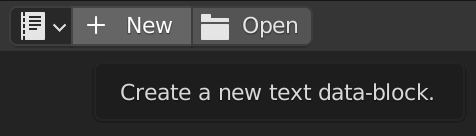 A screenshot of the Text Editor space with the new button